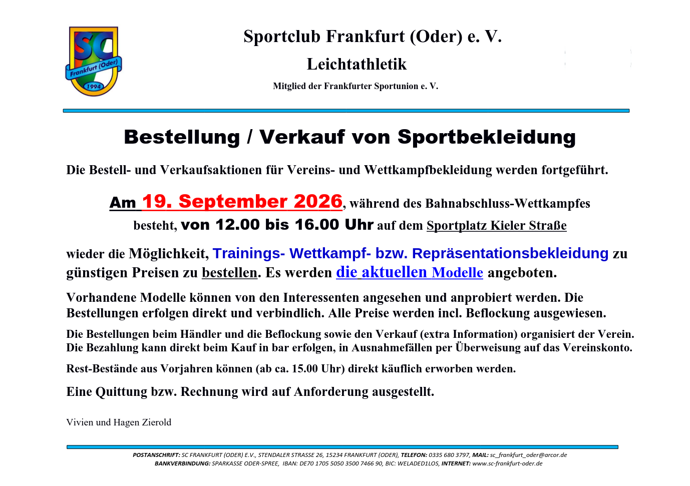 Bekleidungsverkauf